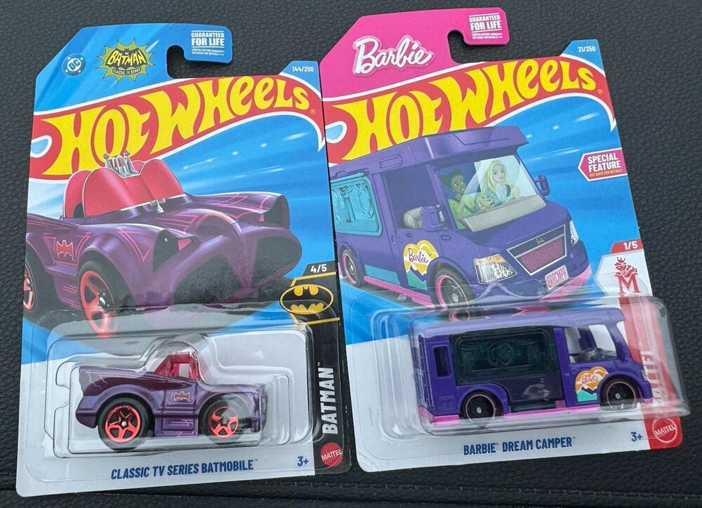 Lot Hot Wheels Barbie Dream Camper Purple & Batman Classic TV Series Batmobile